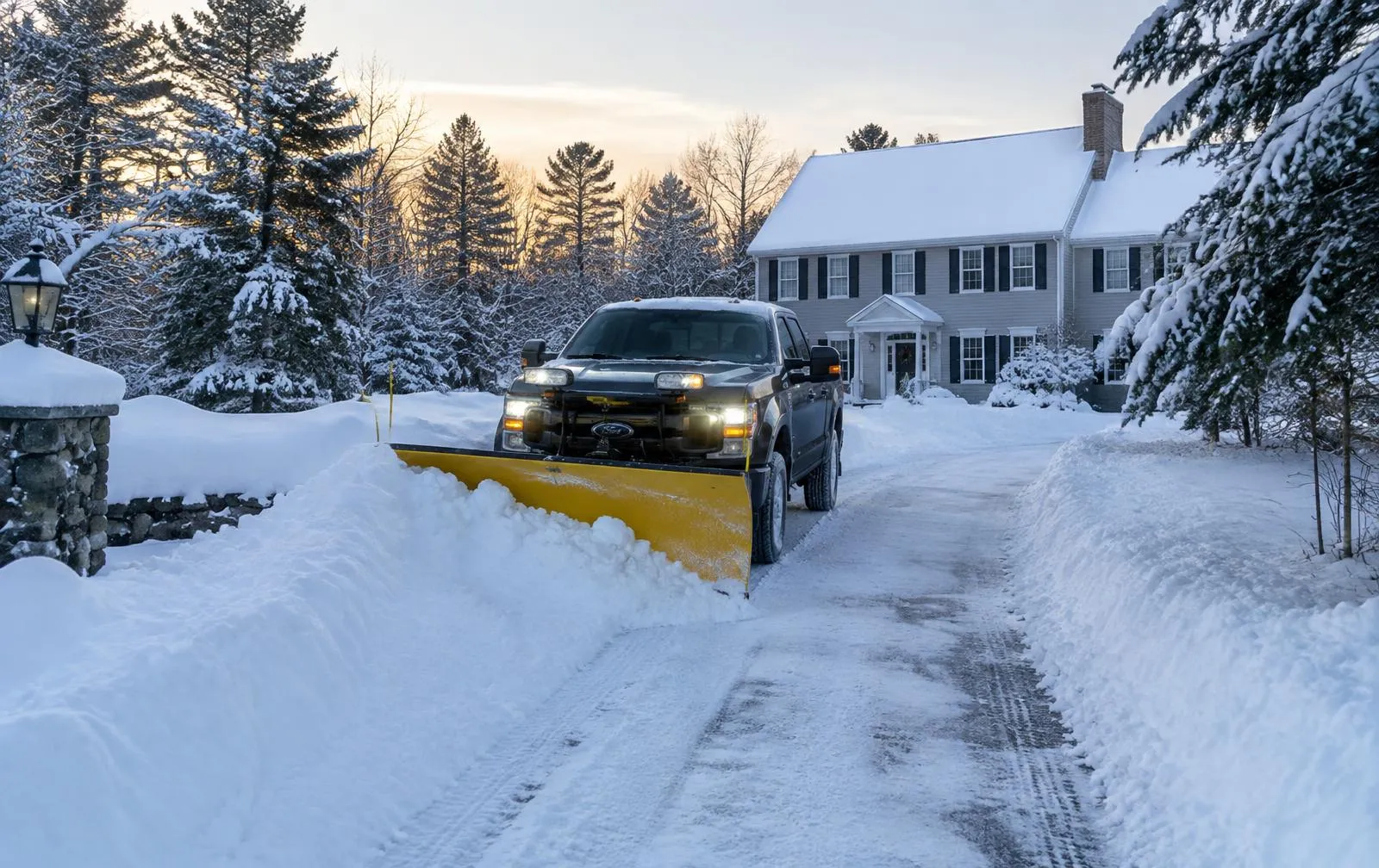 Snow Plowing in Norfolk, MA by LD Landscape & Construction
