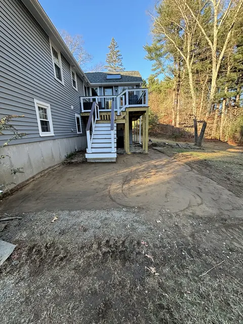 Stamped Paver Patio & Deck Combination in Norfolk, MA by LD Landscape & Construction — photo 2