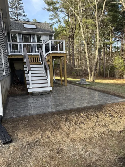 Stamped Paver Patio & Deck Combination in Norfolk, MA by LD Landscape & Construction — photo 5