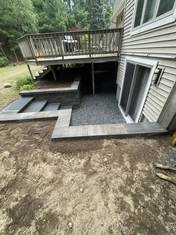 Railroad Tie Wall Rebuilt In Block — Foxboro in Norfolk, MA by LD Landscape & Construction — photo 5