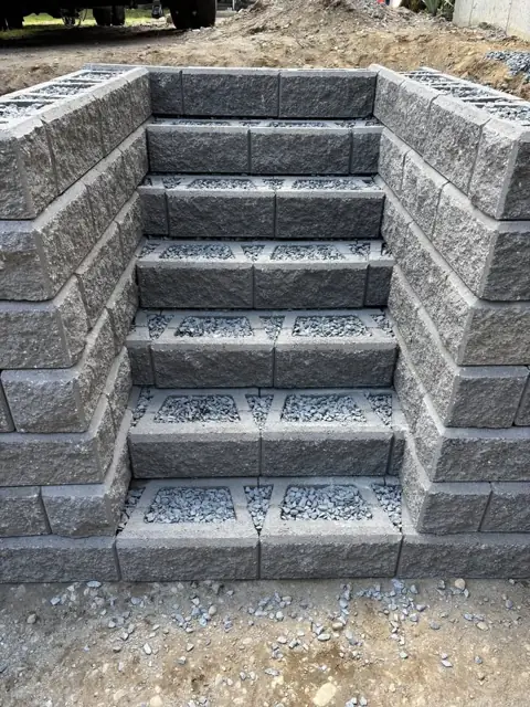 New Lawn & Retaining Wall With Built-In Staircase in Norfolk, MA by LD Landscape & Construction — photo 21