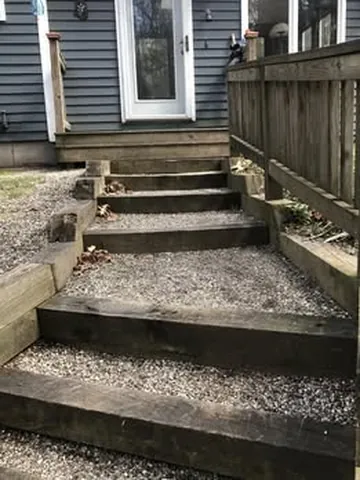 Old Staircase Rebuilt With Paver Treads in Norfolk, MA by LD Landscape & Construction — photo 4