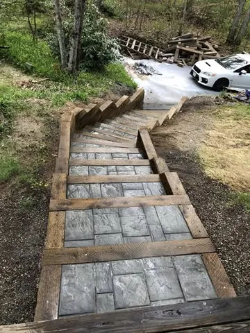 Old Staircase Rebuilt With Paver Treads in Norfolk, MA by LD Landscape & Construction — photo 5