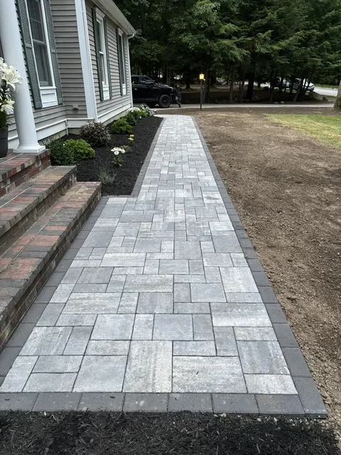 Asphalt Walkway Replaced With Pavers & Flower Beds in Norfolk, MA by LD Landscape & Construction — photo 5
